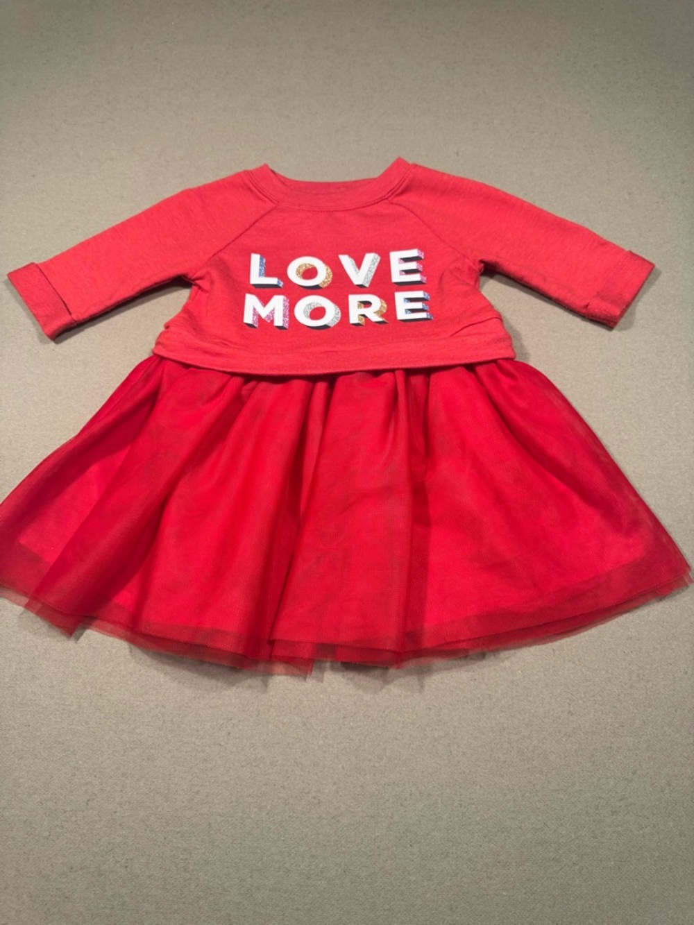 Red "LOVE MORE" Tulle Skirt Dress 18-24 months